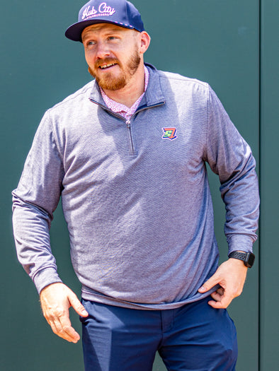 Men's Navy Stripe Butter Quarter Zip