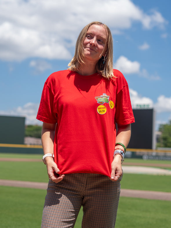 Adult Red Baseballism Ballpark Food Tee