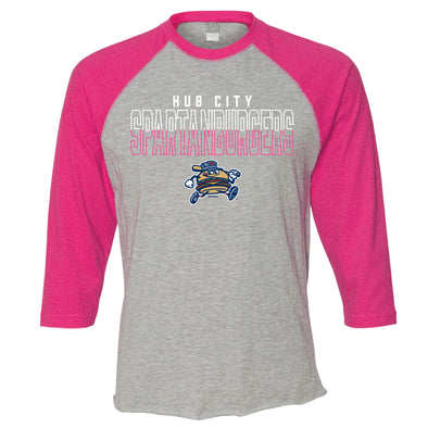 Adult Grey 3/4 Pink Sleeve Tee