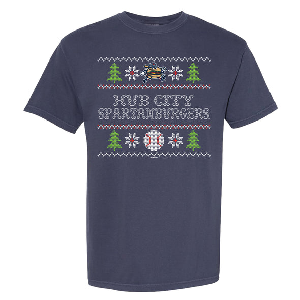 Adult Washed Navy Christmas Sweater Tee