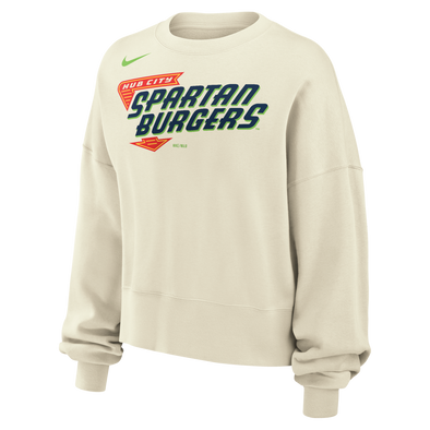 Women's White Nike Cropped Oversized Sweatshirt