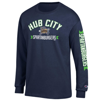 Adult Navy Jersey L/S Champion Tee